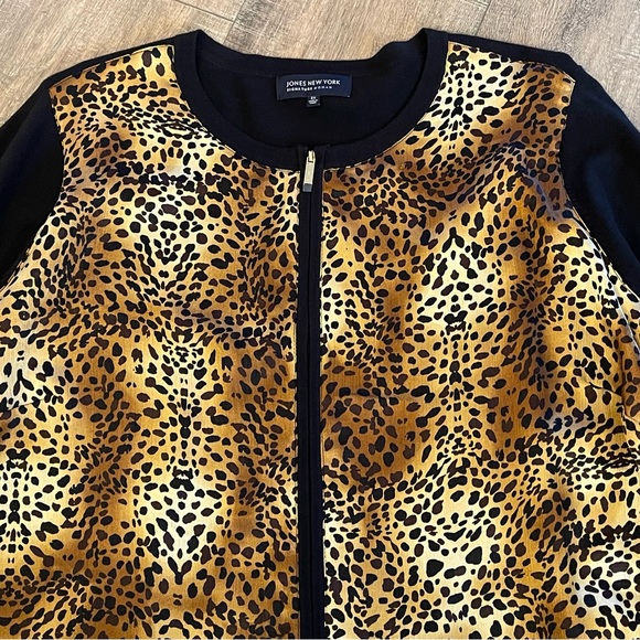 Jones New York Animal Print Lightweight Jacket Zip Front Satin Women's Sz 2X NWT - Picture 3 of 9